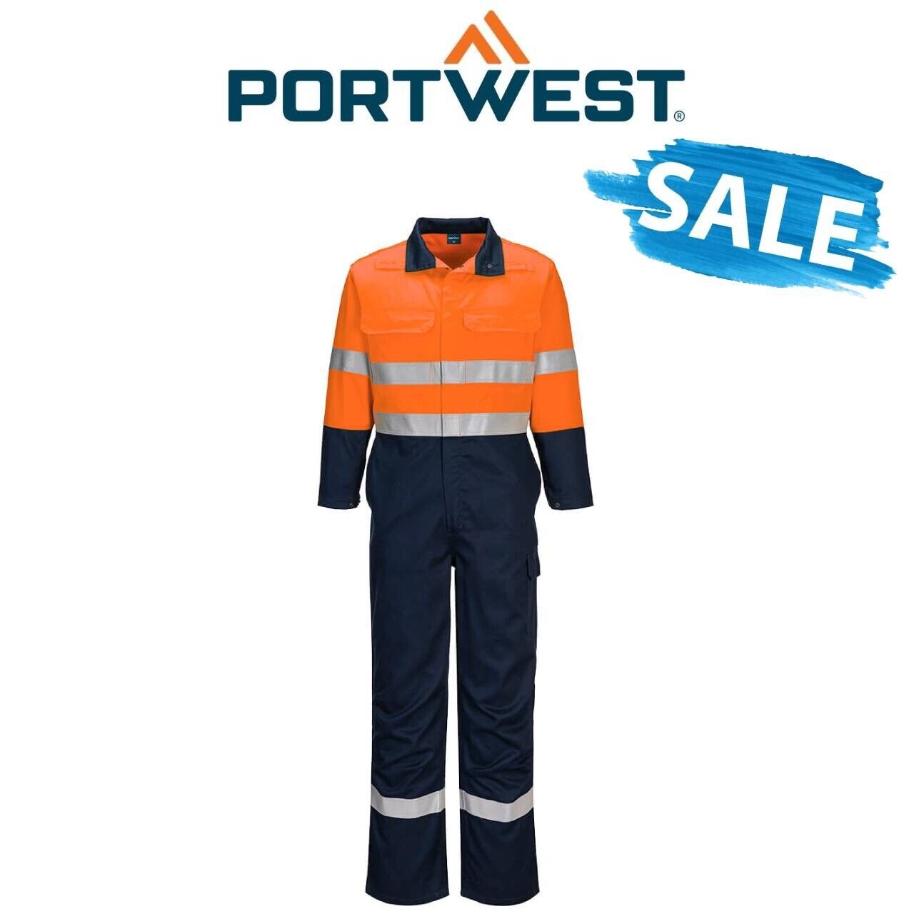 SALE! Portwest Mens Portflame Durable Taped Flame Resistant Coverall FR506