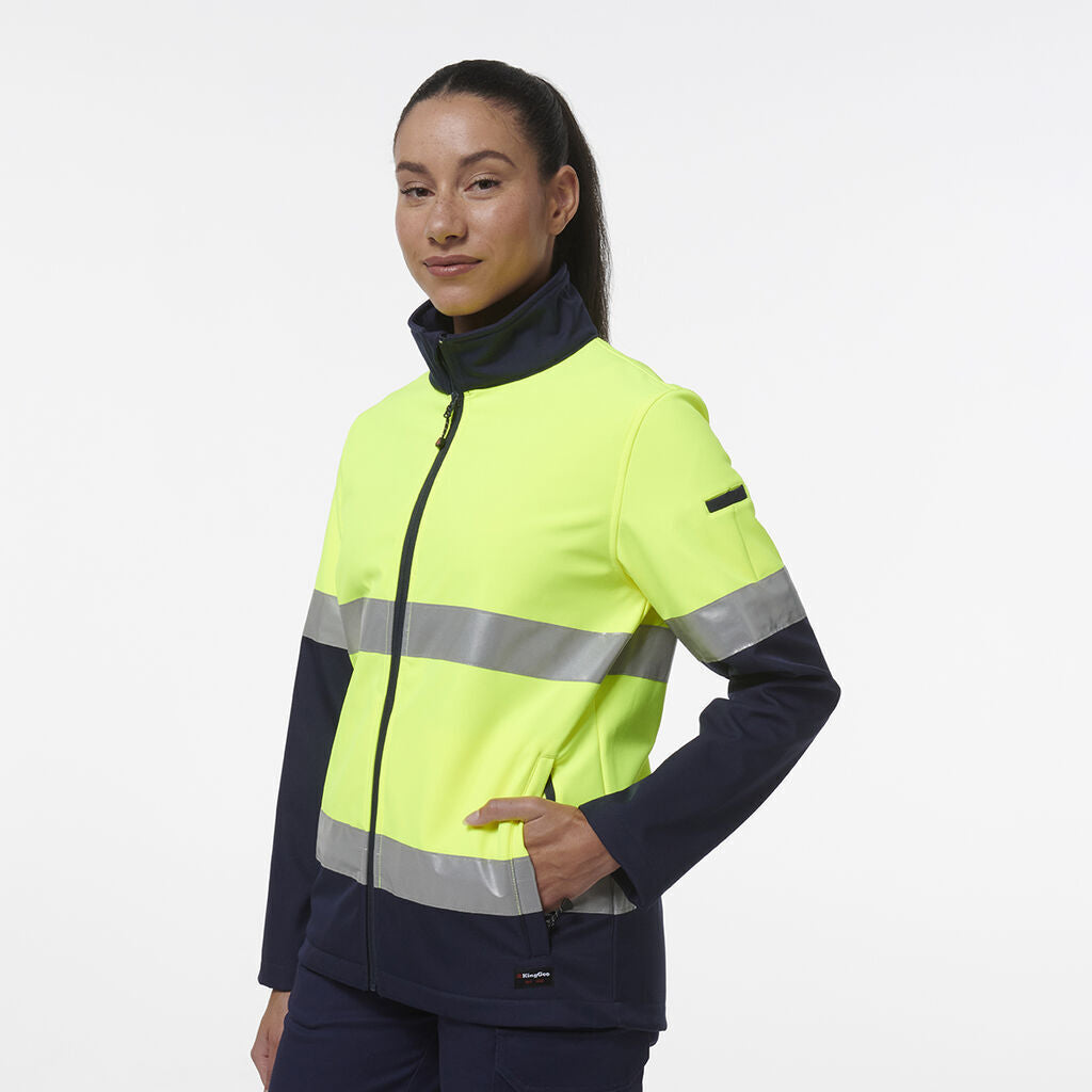 KingGee Womens Reflective Spliced Pocket Softshell Safety Work Jacket K45006-Collins Clothing Co