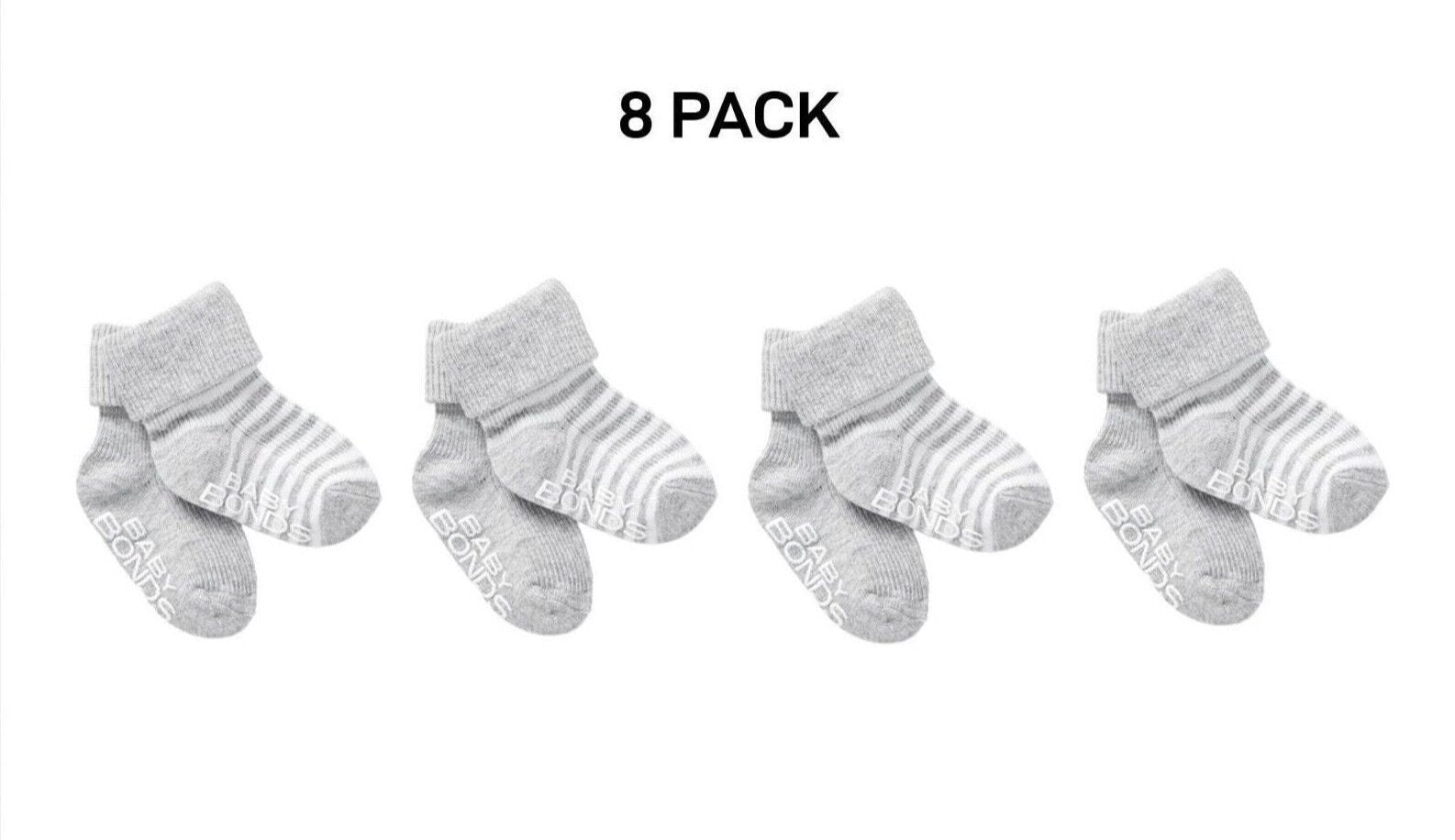Bonds Baby Classics Cuff Non Slip Grip Sole Fine Toe Seams 8 Pack RYY82N