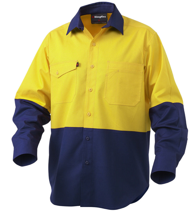 KingGee Mens Workcool 2 Hi-Vis Shirt Long Sleeve Button Up Work Workwear K54870