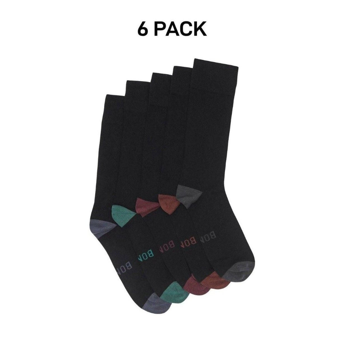 Bonds Mens Bamboo Crew Socks Fine Seams Comfy Toes & Ankle Support 6 Pack SZFQ5W