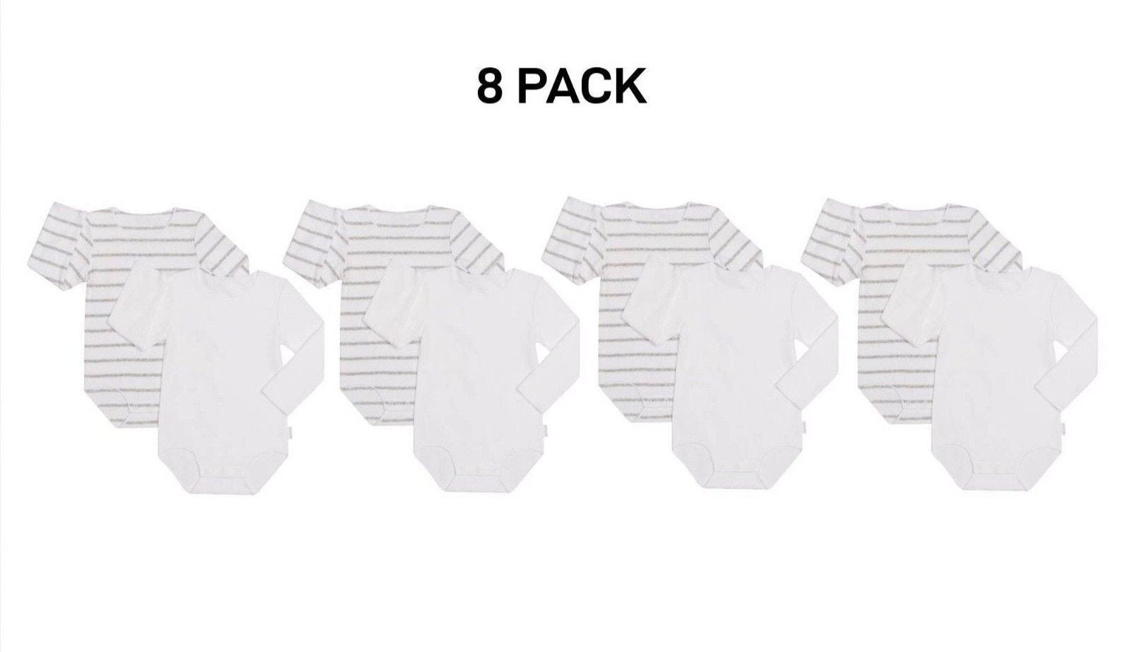 Bonds Baby Wonderbodies Long Sleeve Bodysuit Soft Warm and Covered 8 Pack BX47A