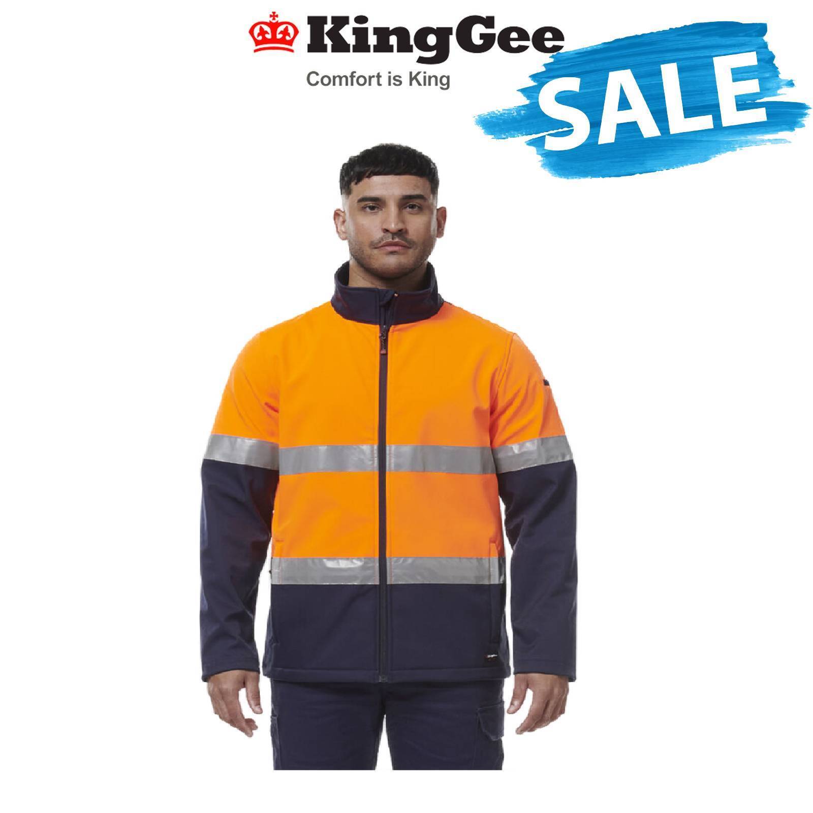 SALE KingGee Mens Reflective Water Resistant Softshell Safety Work Jacket K55034