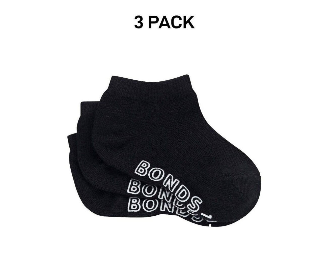 Bonds Baby Lightweght Low Cut Socks Grippy Soles & Soft Toe Seams 3 Pack RXUQ3N