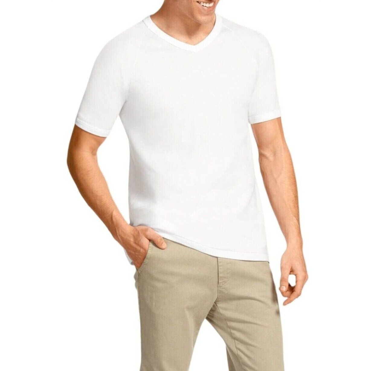 Bonds Mens Genuine V-Neck Raglan Tee Seamfree Sleeve in Smaller Size M976