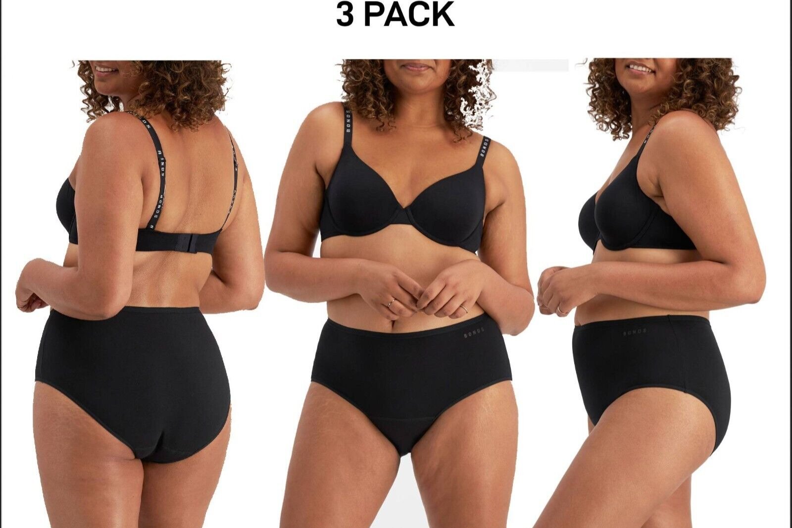 Bonds Womens Damn Dry Full Brief Stay Fresh Soft and Flexible Panty 3 Pack WRR8A