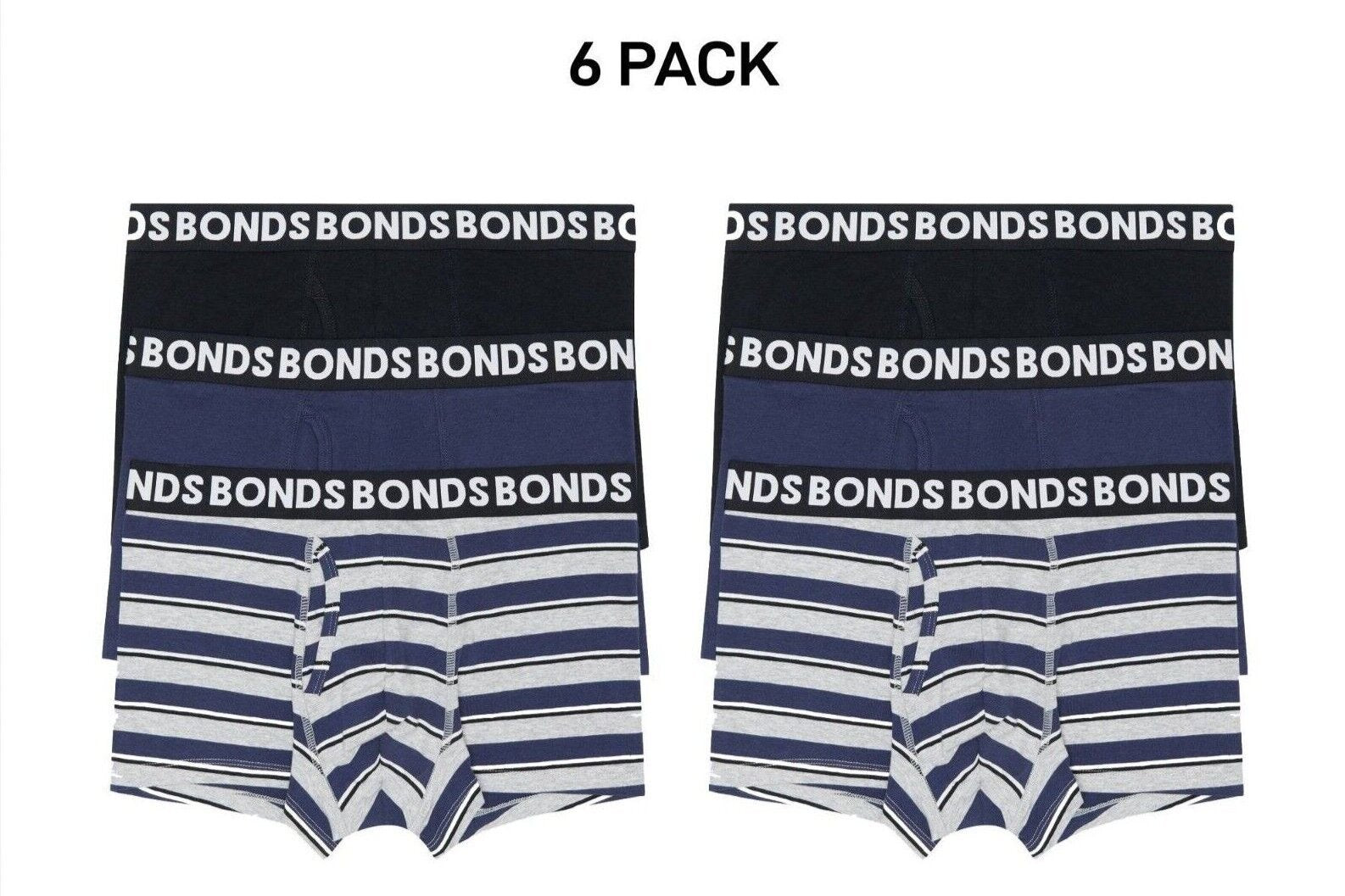 Bonds Mens Everyday Trunks Convenience Comfort & Value Underwear 6 Pack MWQ33A