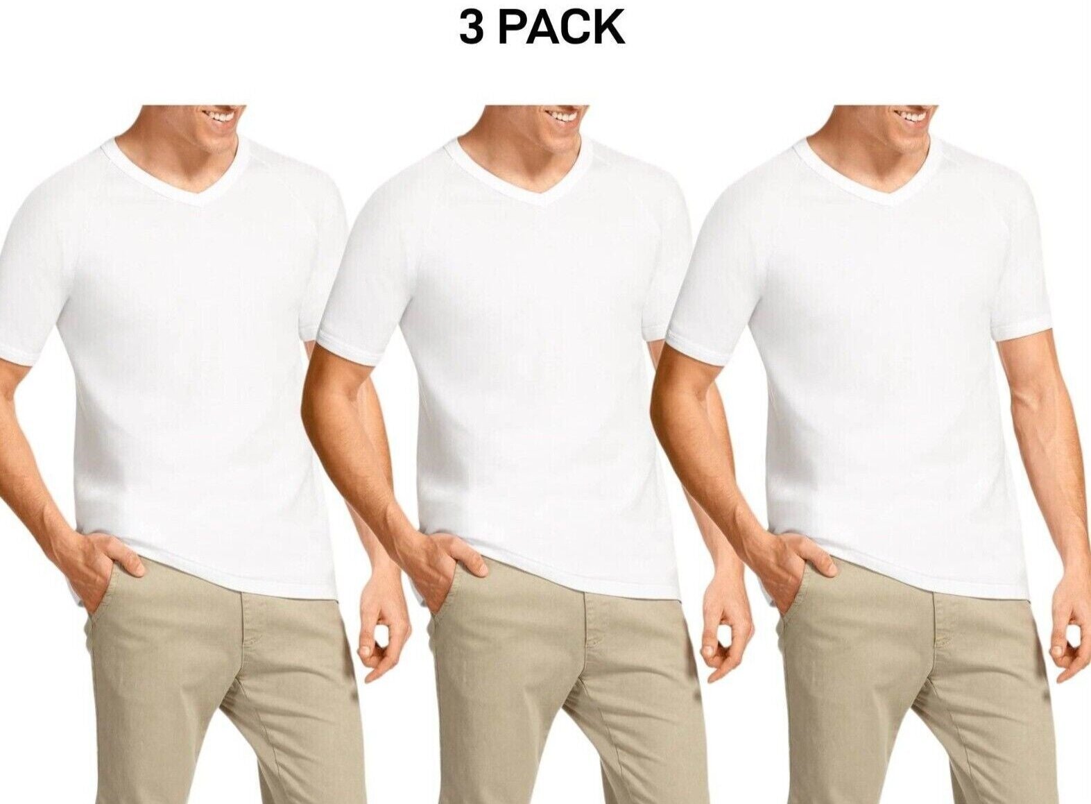 Bonds Mens Genuine V-Neck Raglan Tee Seamfree Sleeve in Smaller Size 3 Pack M976