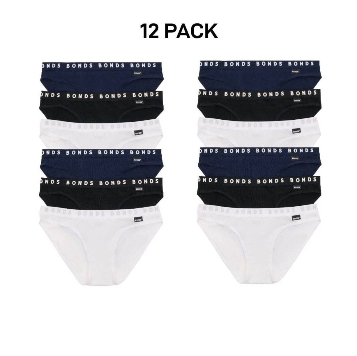 Bonds Girls Hipster Bikini Plain Comfortable Cotton Fabric 12 Pack UWPR3A