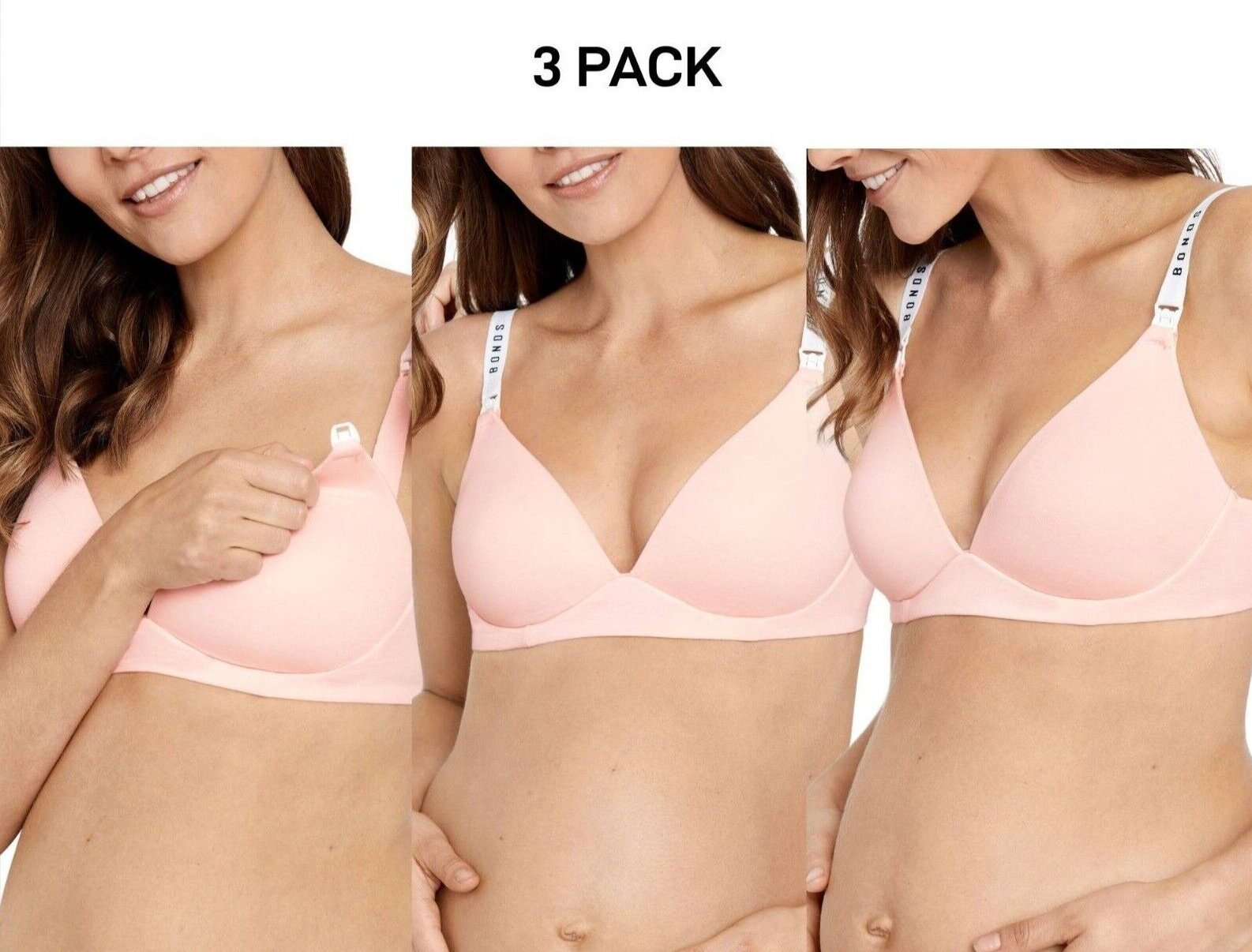 Bonds Womens Original Maternity Wirefree Contour Bra Comfy Coverage 3 Pack YXJ4Y
