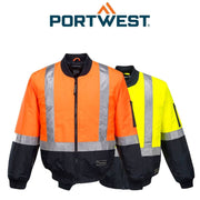 Portwest Mens Huski Hi-Vis Winter Bomber Teflective Tape Jacket K8131