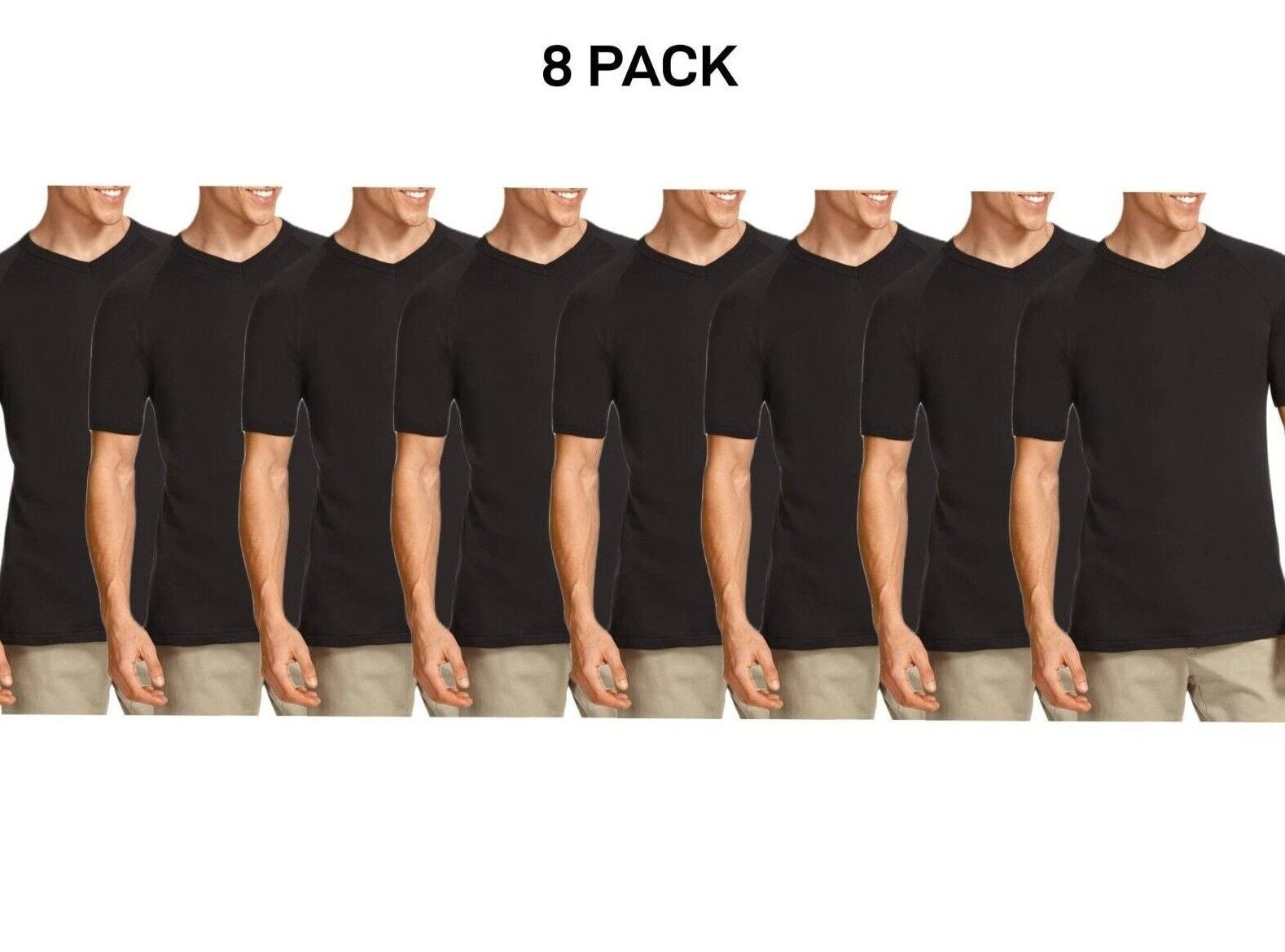 Bonds Mens Genuine V-Neck Raglan Tee Suit in Every Size and Shape 8 Pack M9762W
