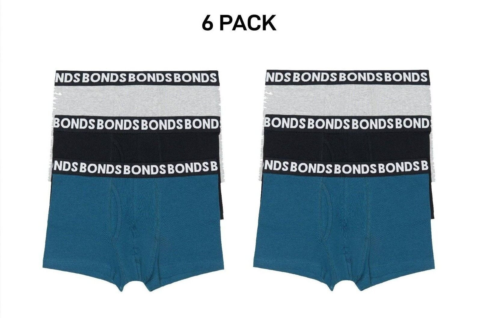 Bonds Mens Everyday Trunk Stretchable Soft Waistband Underwear 6 Pack MWPY3A