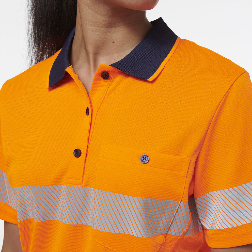 KingGee Womens Workcool Hyperfreeze Spliced Polo With Segmented Tape K44224-Collins Clothing Co