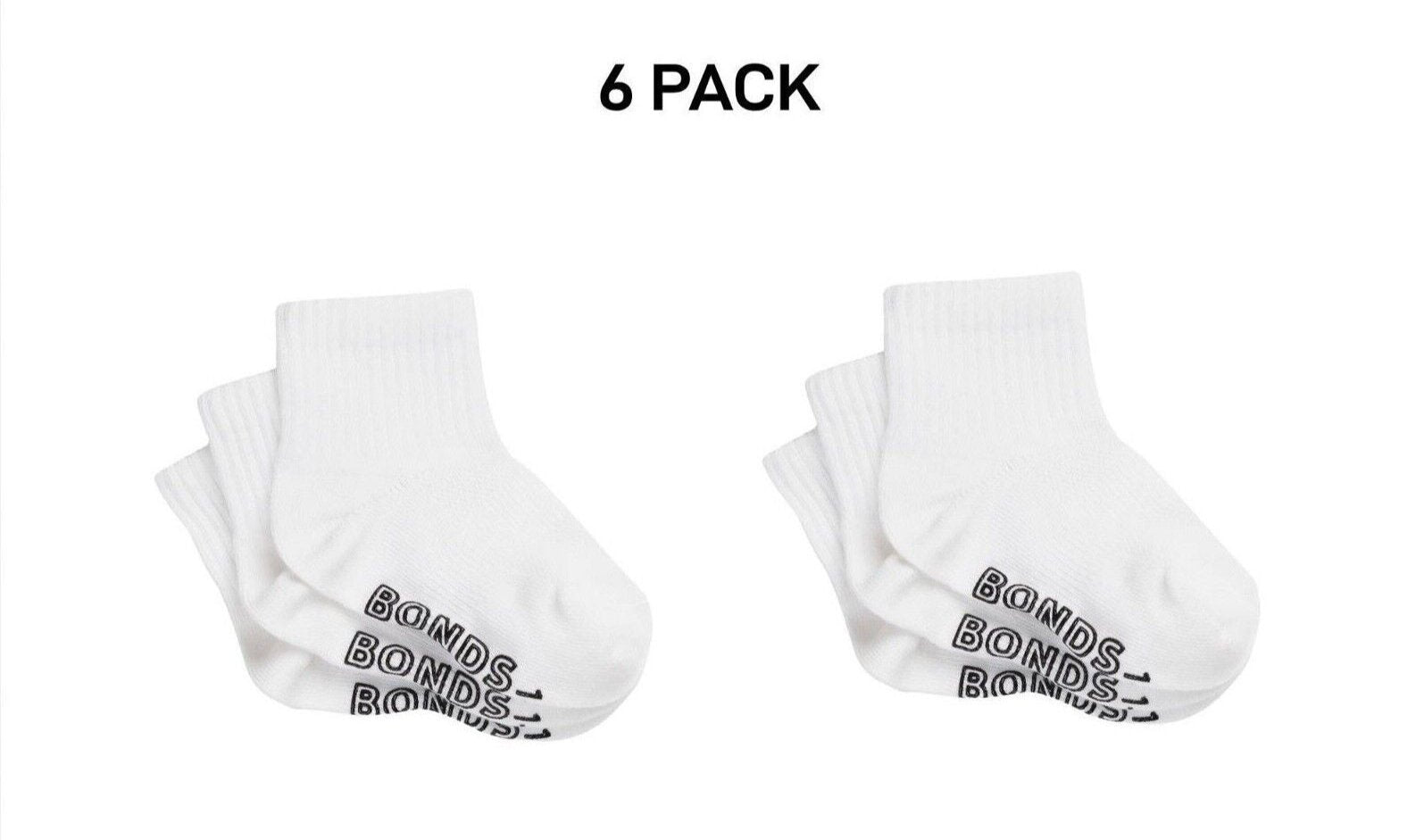 Bonds Baby Lightweight Quarter Crew Sock Comfy Cotton Grip Soles 12 Pack RXU83N