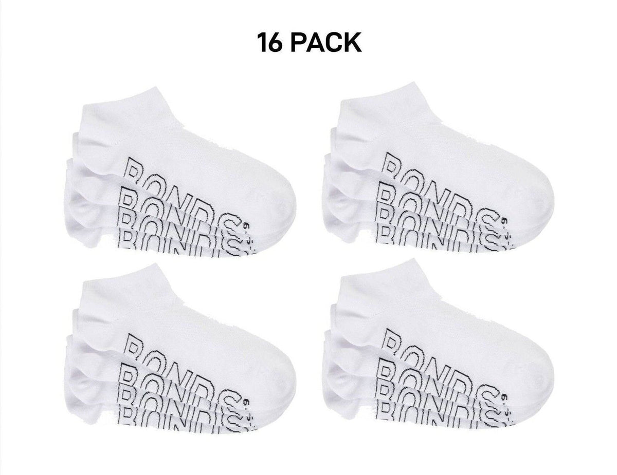 Bonds Mens Logo Lightweight No Show With Mesh Cooling Zone Socks 16 Pack SXN44N