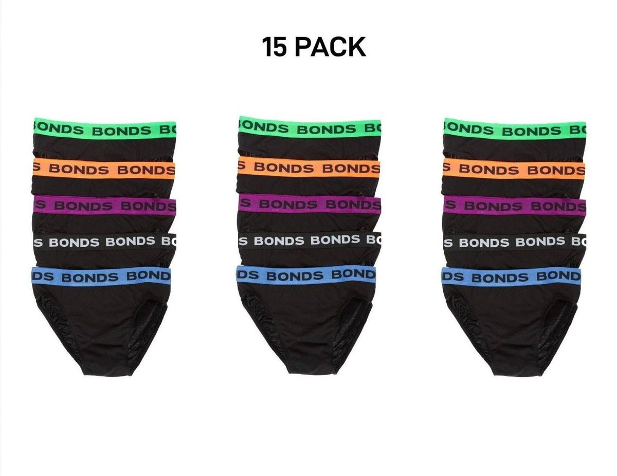 Bonds Mens Hipster Brief Super Soft Branded Elastic Waistband 15 Pack M8DMTX