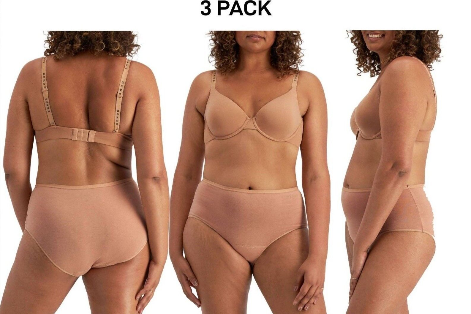 Bonds Womens Damn Dry Full Brief Stay Fresh Soft and Flexible Panty 3 Pack WRR8A