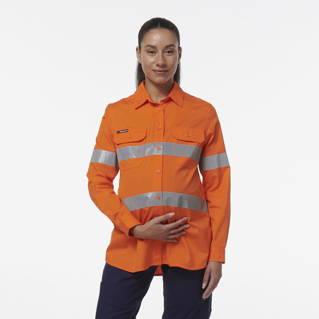 KingGee Womens Safety Workcool Maternity Reflective Two Toned Shirt K44235-Collins Clothing Co