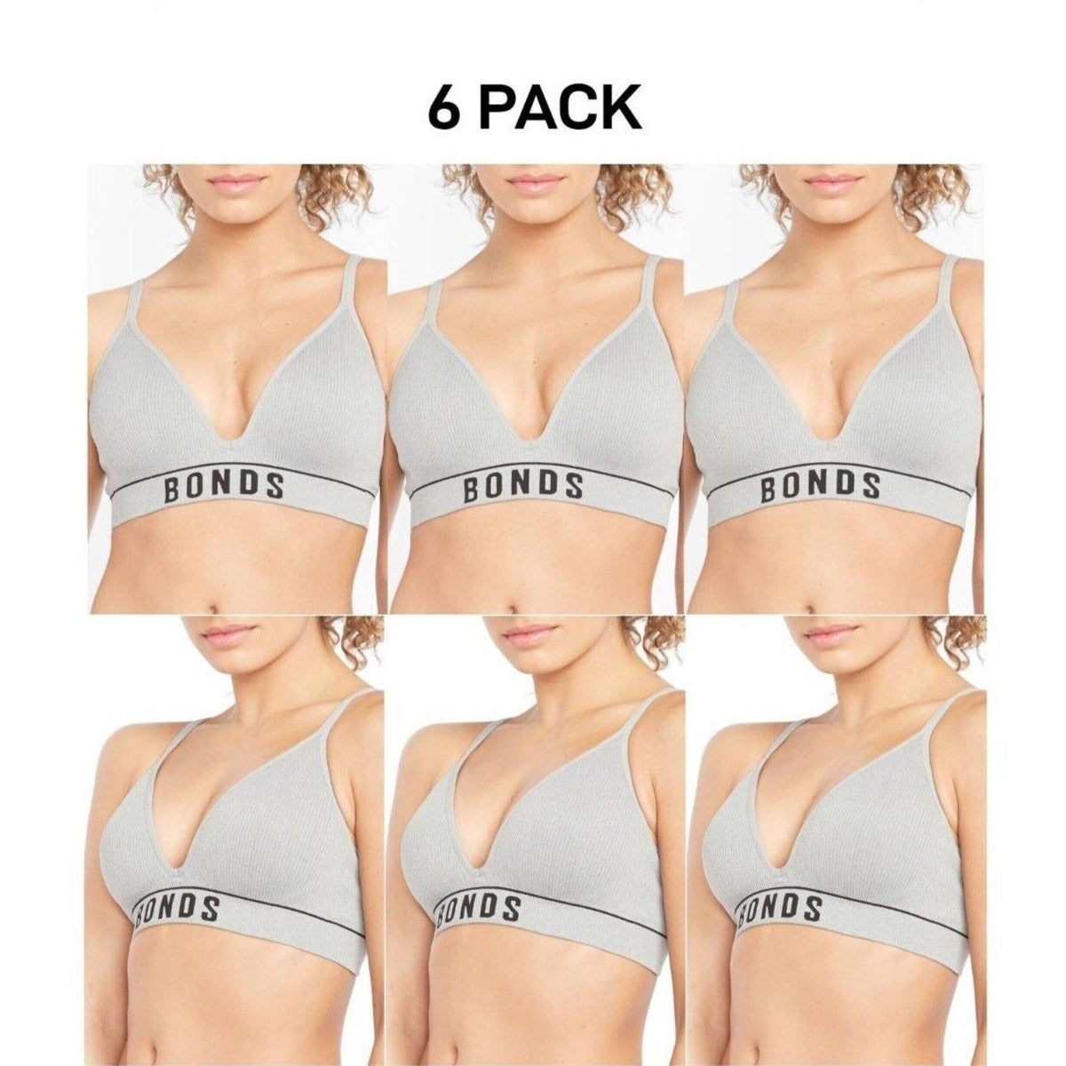 Bonds Womens Retro Rib Wirefree Tee Bra Comfortable & Stretchable 6 Pack YXF7Y