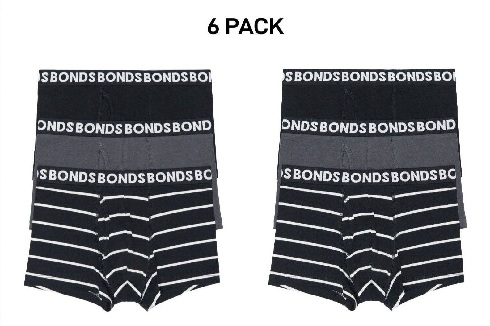 Bonds Mens Everyday Trunks Convenience Comfort & Value Underwear 6 Pack MWQ33A