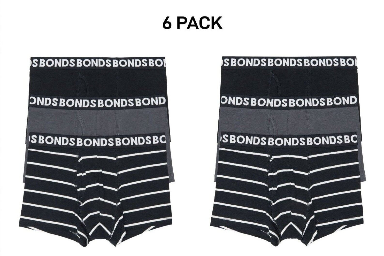 Bonds Mens Everyday Trunks Convenience Comfort & Value Underwear 6 Pack MWQ33A