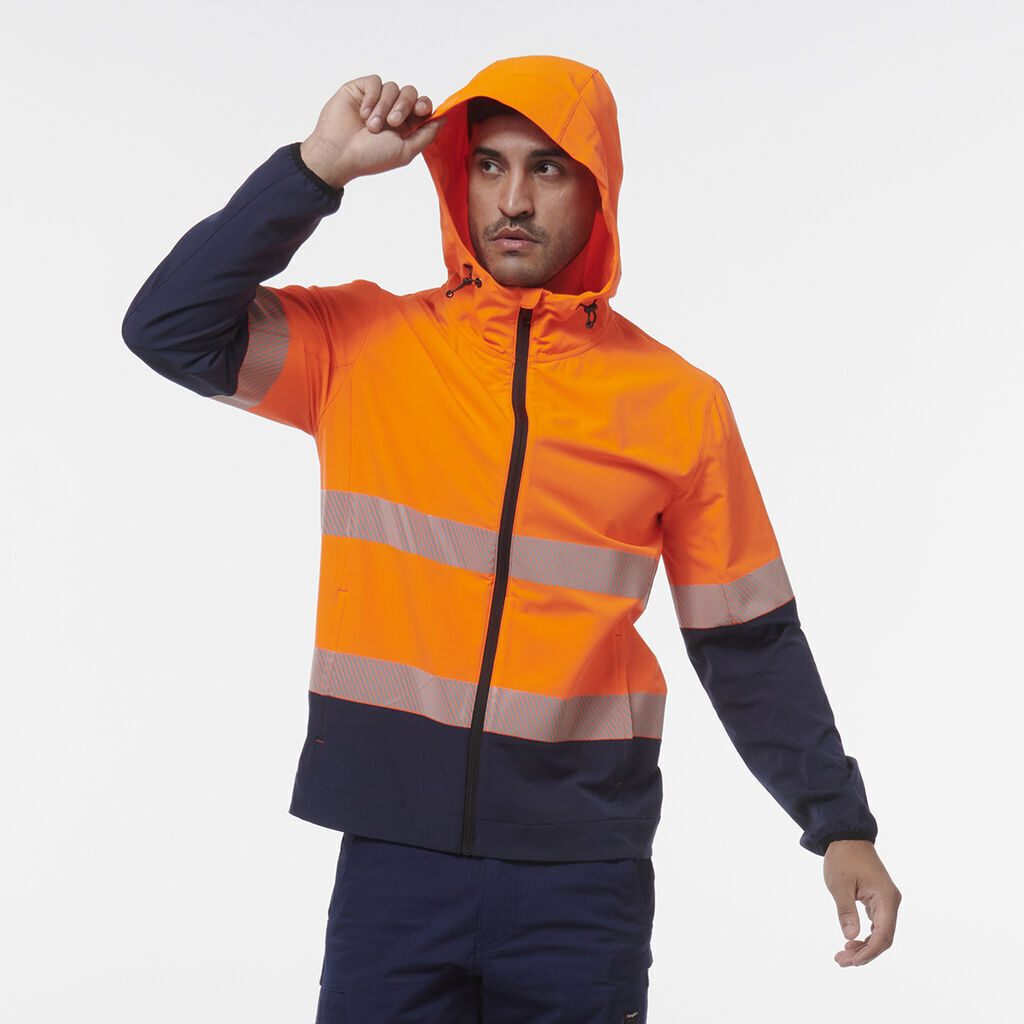 KingGee Mens Hi Vis Reflective Durable Hooded Repel Safety Work Jacket K55061-Collins Clothing Co