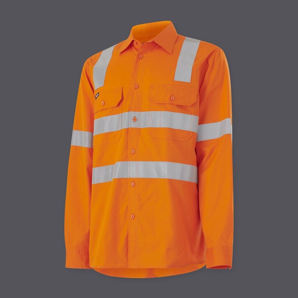 KingGee Mens Wookcool Vented X Back Shirt Lightweight Pockets Long Sleeve K54917-Collins Clothing Co