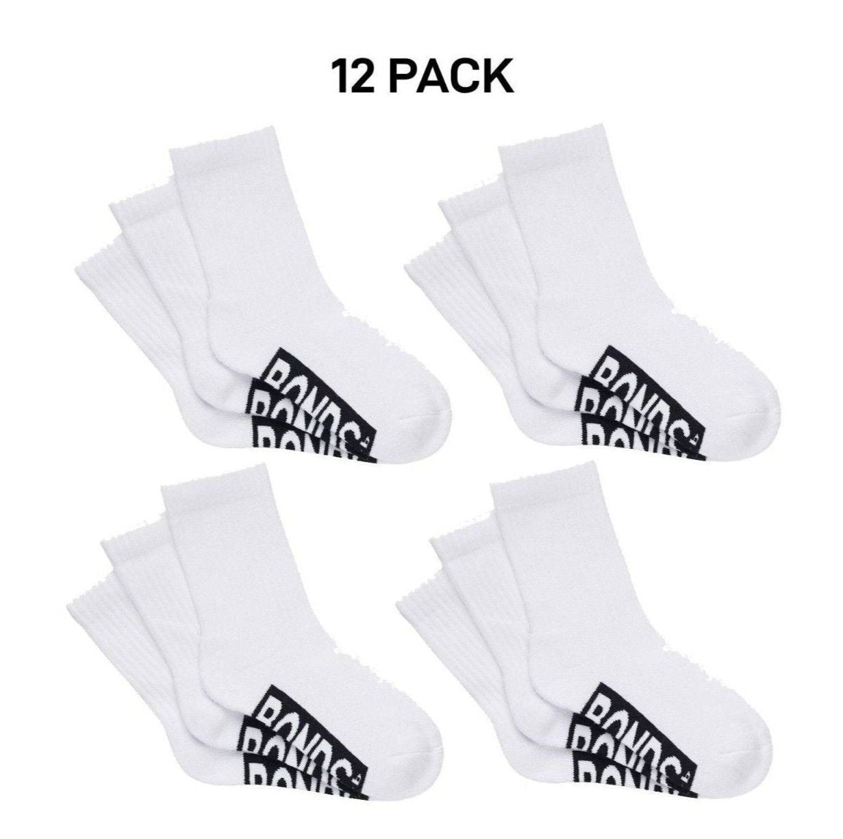 Bonds Kids Cushioned Crew Cushioned Smooth Toe Seams Socks 12 Pack RXUY3N