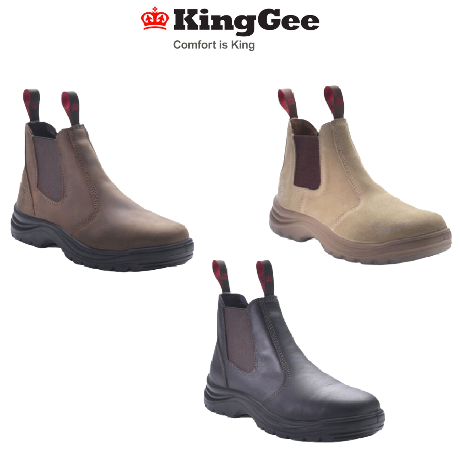 Mens KingGee Flinders Work Boot Boots Shoe Safety Leather 3 Styles Aussie K25500