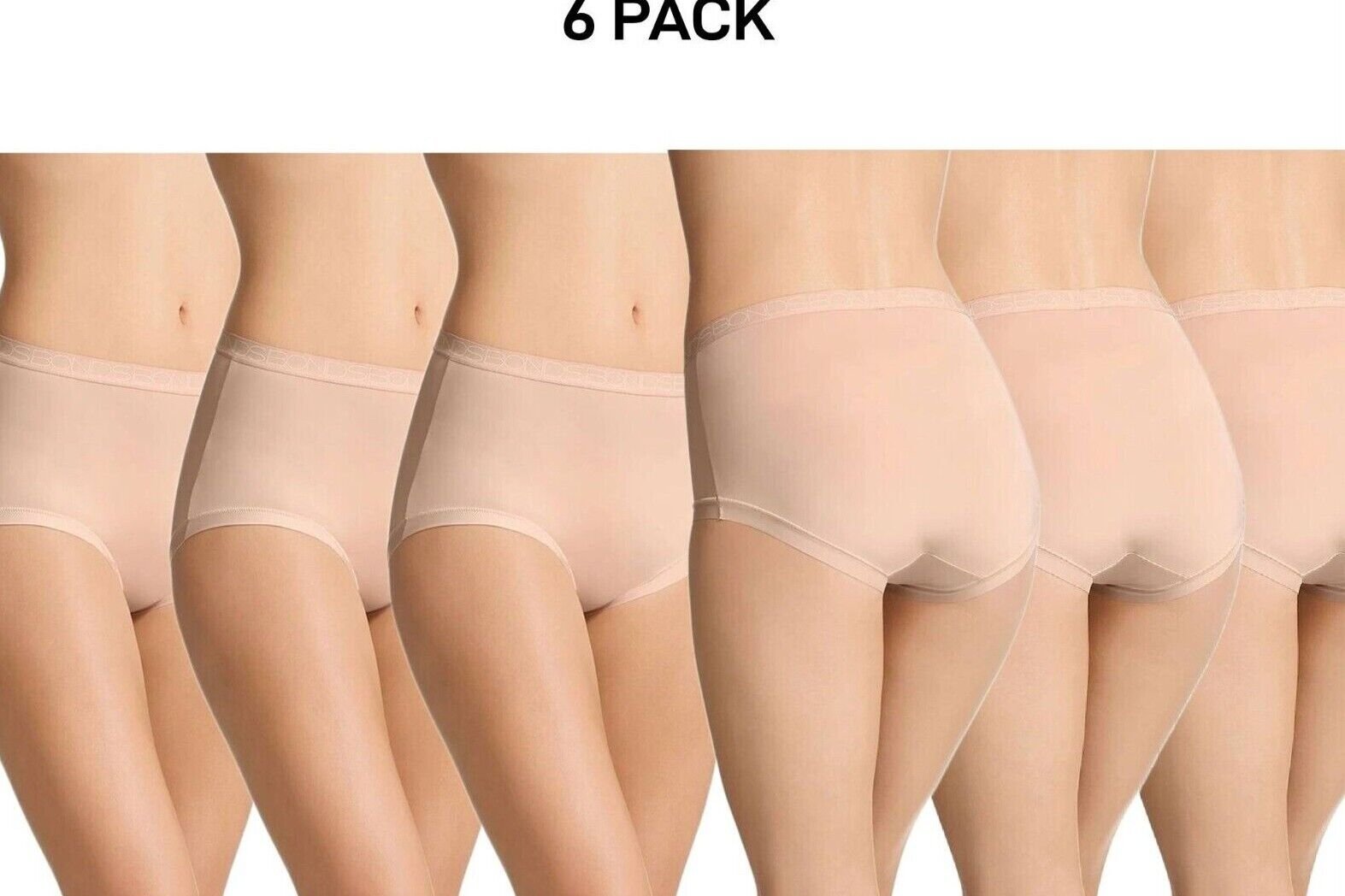 Bonds Womens Invisitails Full Brief Soft and Stretchy Waistband 6 Pack WZGGY