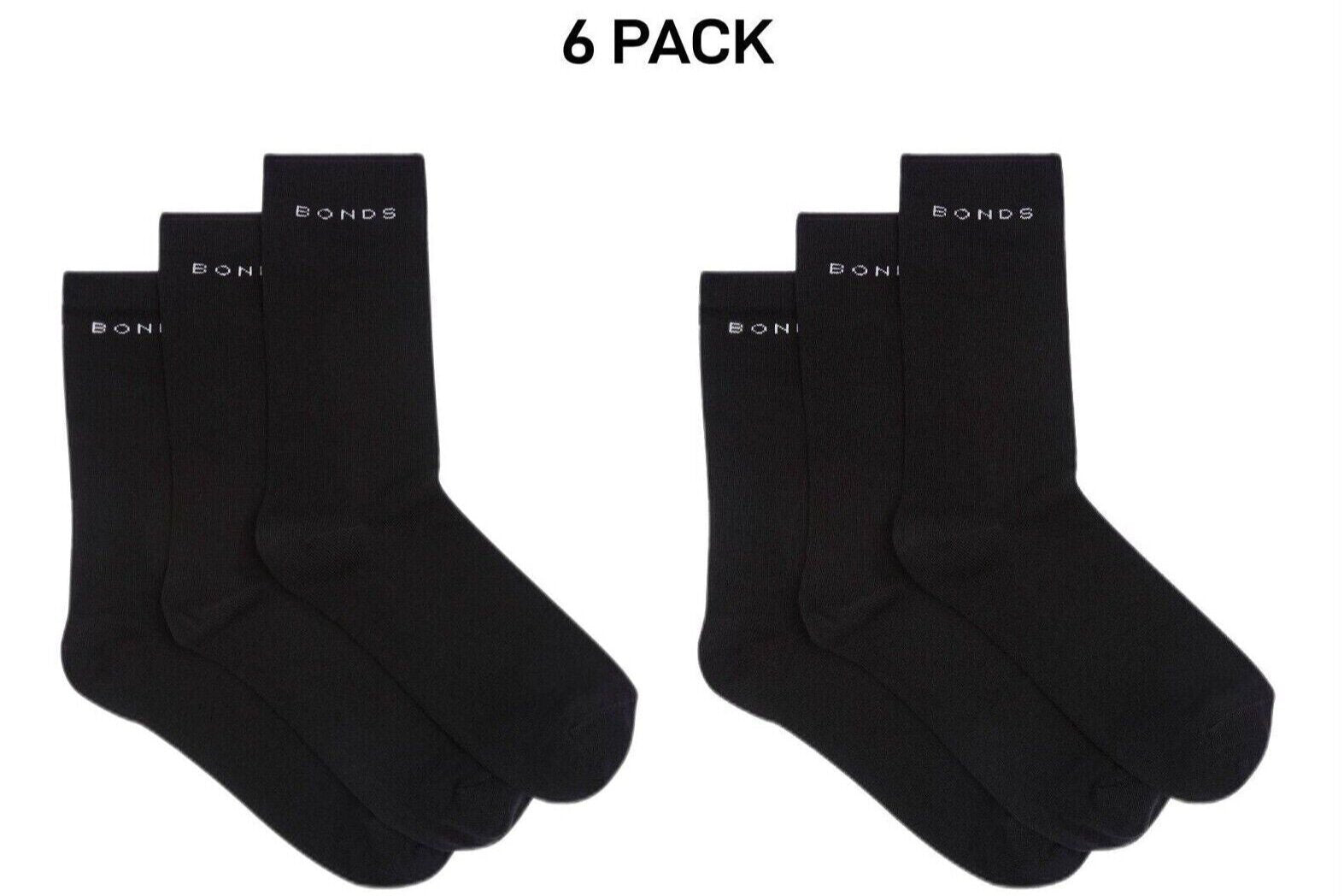 Bonds Mens Australian cotton Crew Sock Soft Reinforced Heel & Toe 6 Pack SYFK3N