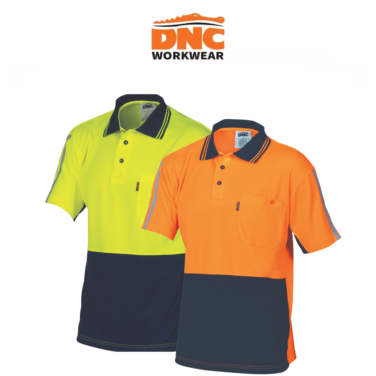 DNC Mens Safety Work Hi Vis Cool Breathe Stripe Polo Short Sleeve 3755 ...
