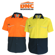 DNC Mens Two-Tone RipStop Cotton Cool Shirt, S/S Lightweight Breathable 3585