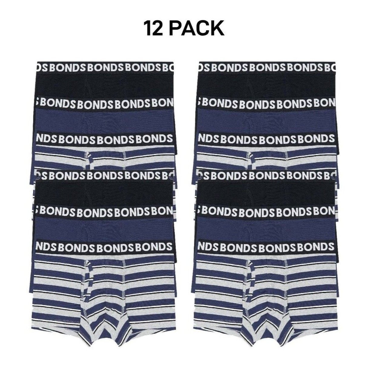Bonds Mens Everyday Trunks Convenience Comfort & Value Underwear 12 Pack MWQ33A