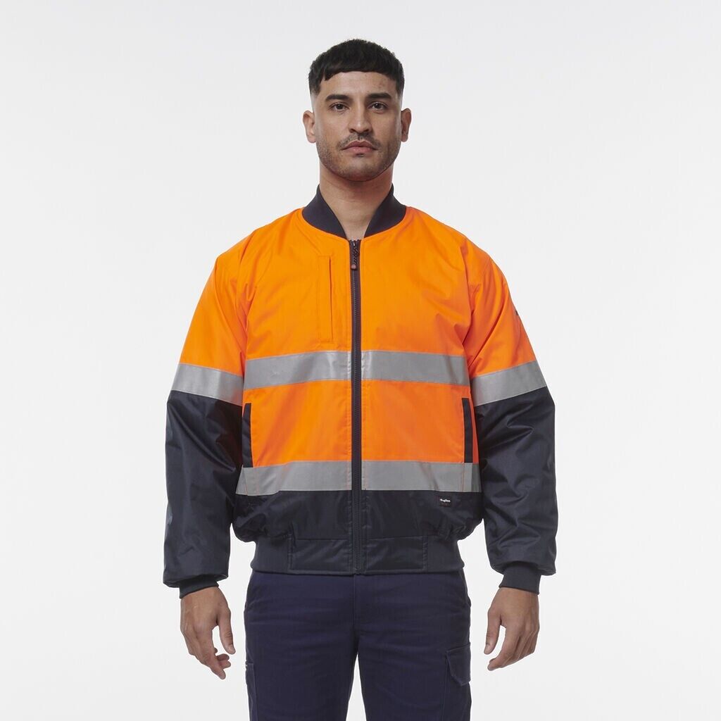 SALE KingGee Mens Hi Vis Reflective Quilted Bomber Work Safety Jacket K55032