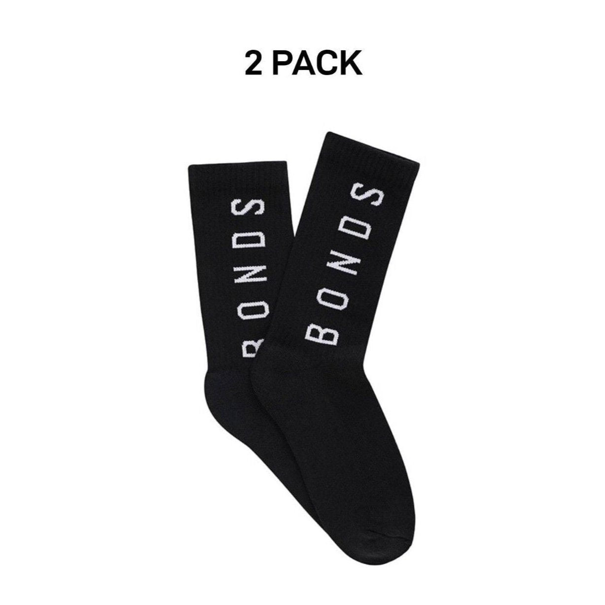 Bonds Mens Originals Crew Socks Stretchy Rib Ankle & Arch Support 2 Pack SYEX2N