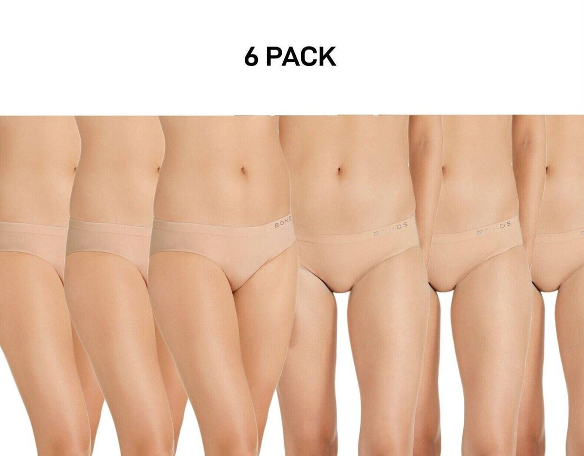 Bonds Womens Seamless Bikini Stretchy Trims Smooth Finish Brief 6 Pack WWGDA