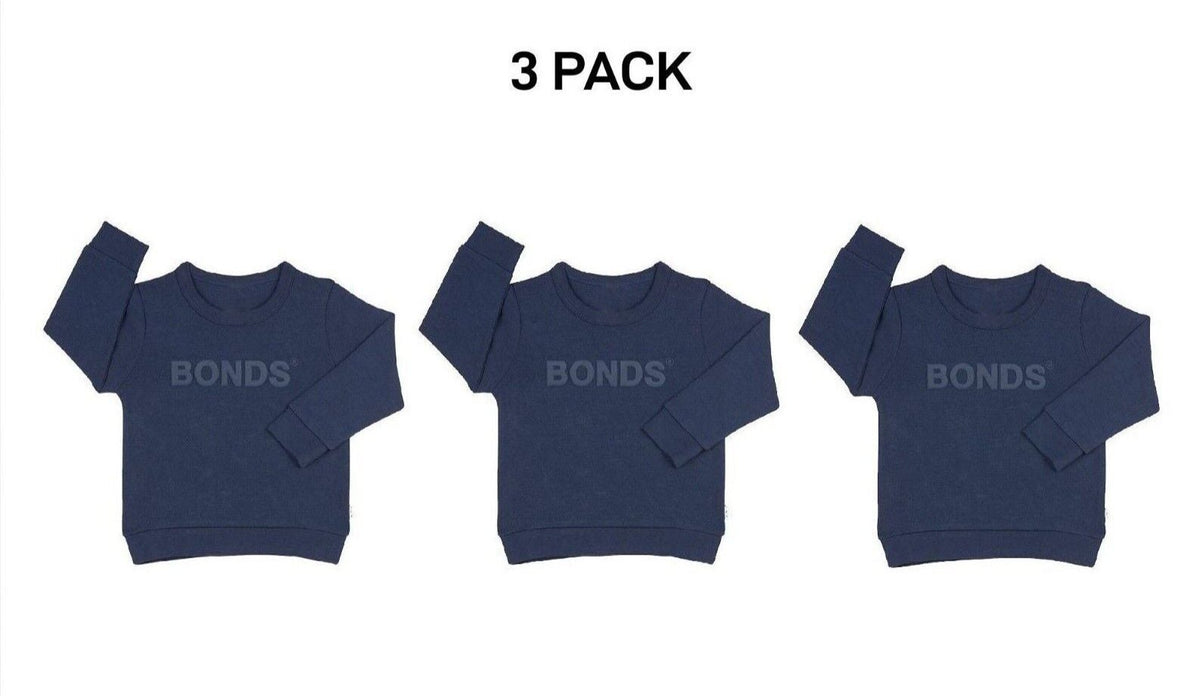 Bonds Baby Tech Sweats Pullover Ultimate Warm Comfort Sporty Style 3 Pack KVQTA