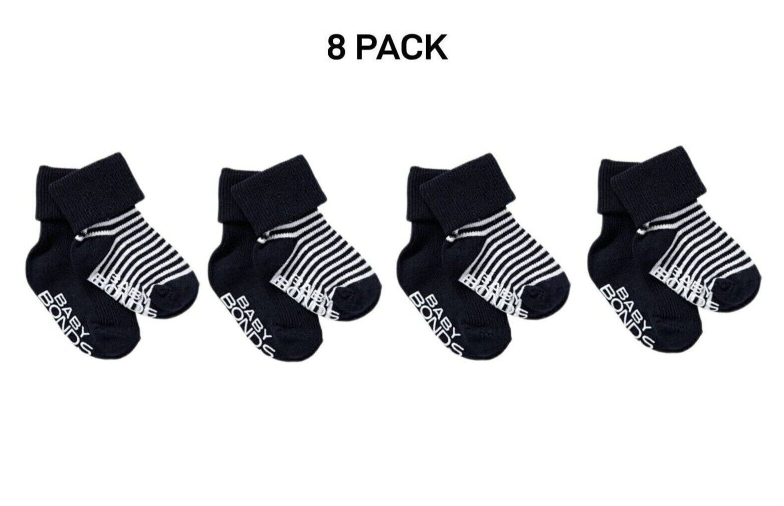 Bonds Baby Classics Cuff Non Slip Grip Sole Fine Toe Seams 8 Pack RYY82N