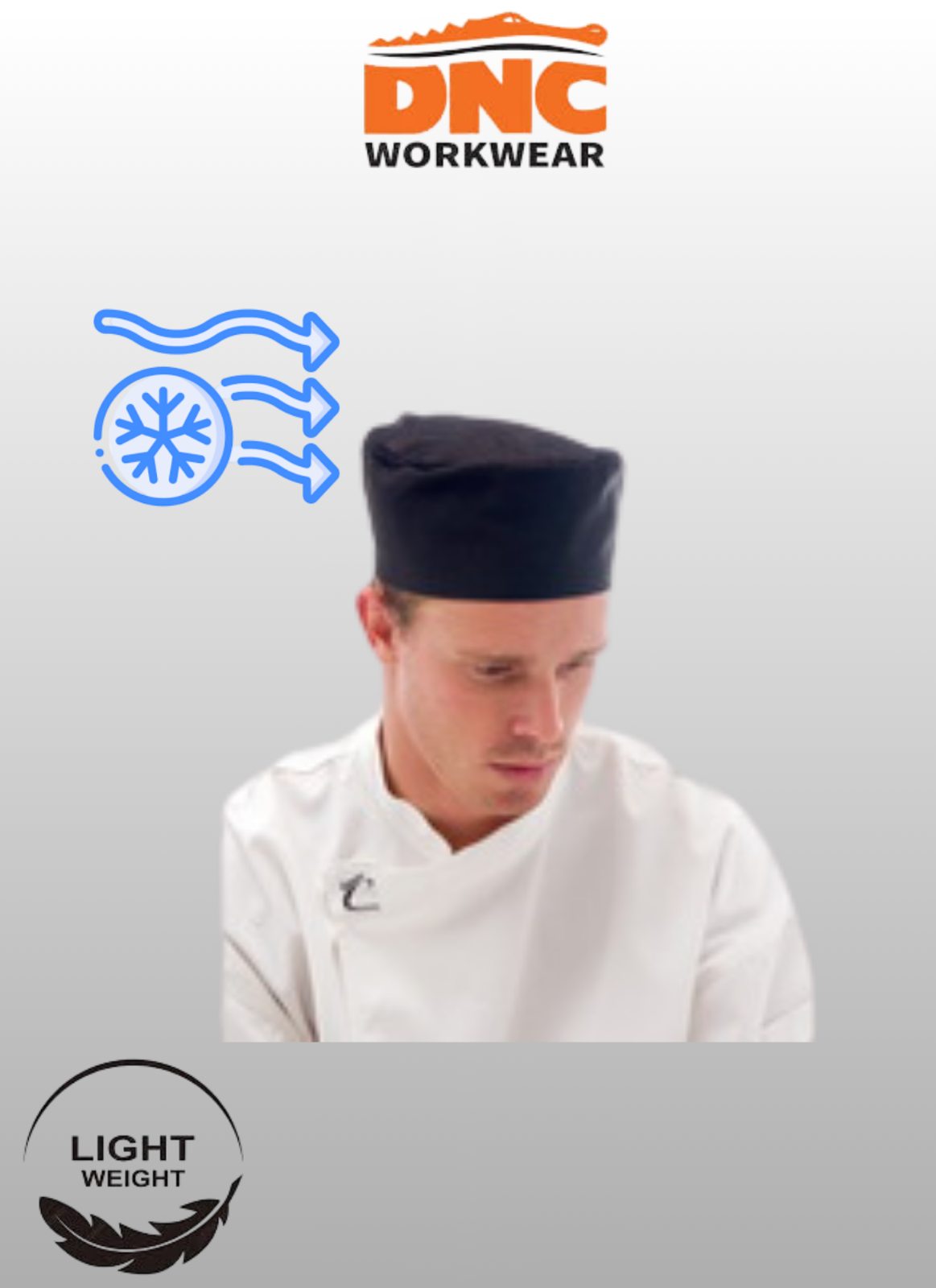 DNC Unisex Cool Breeze Modern Jacket Long Sleeve FREE Flat top chef hat 112
