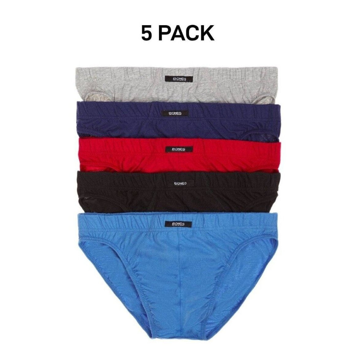 Bonds Mens Action Briefs Underwear Soft Cotton & Encased Elastic 5 Pack M8OS5I