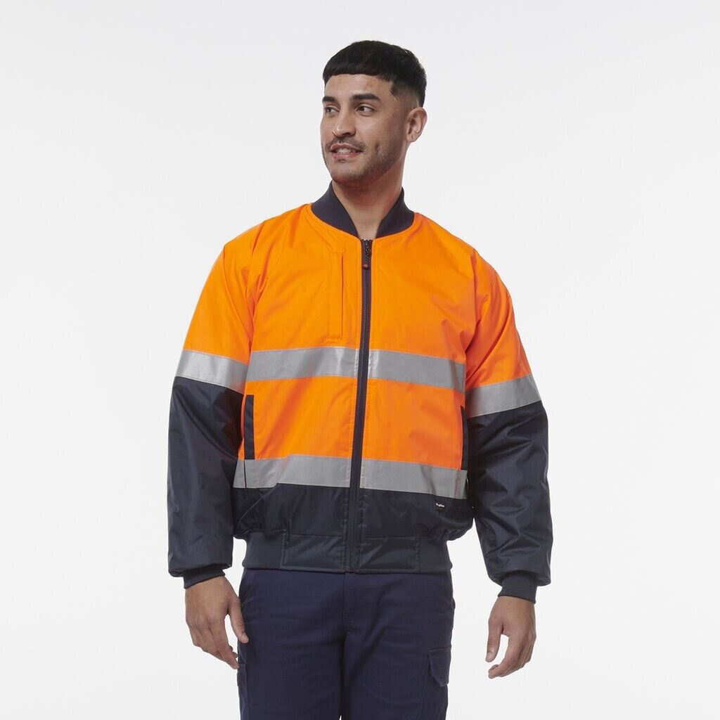 KingGee Mens Hi Vis Reflective Quilted Bomber Work Safety Jacket K55032