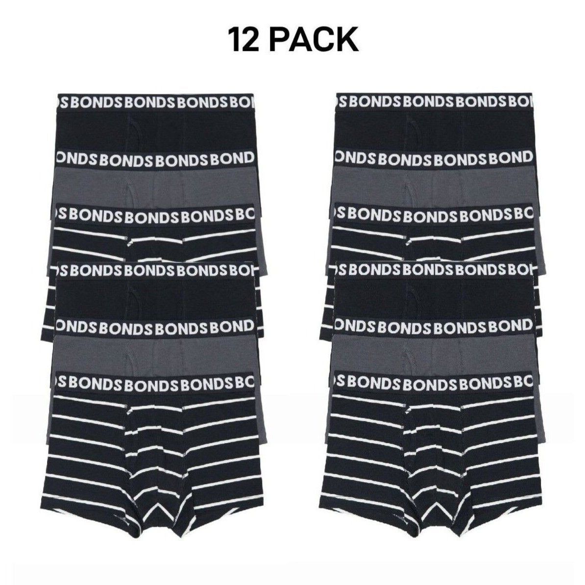 Bonds Mens Everyday Trunks Convenience Comfort & Value Underwear 12 Pack MWQ33A