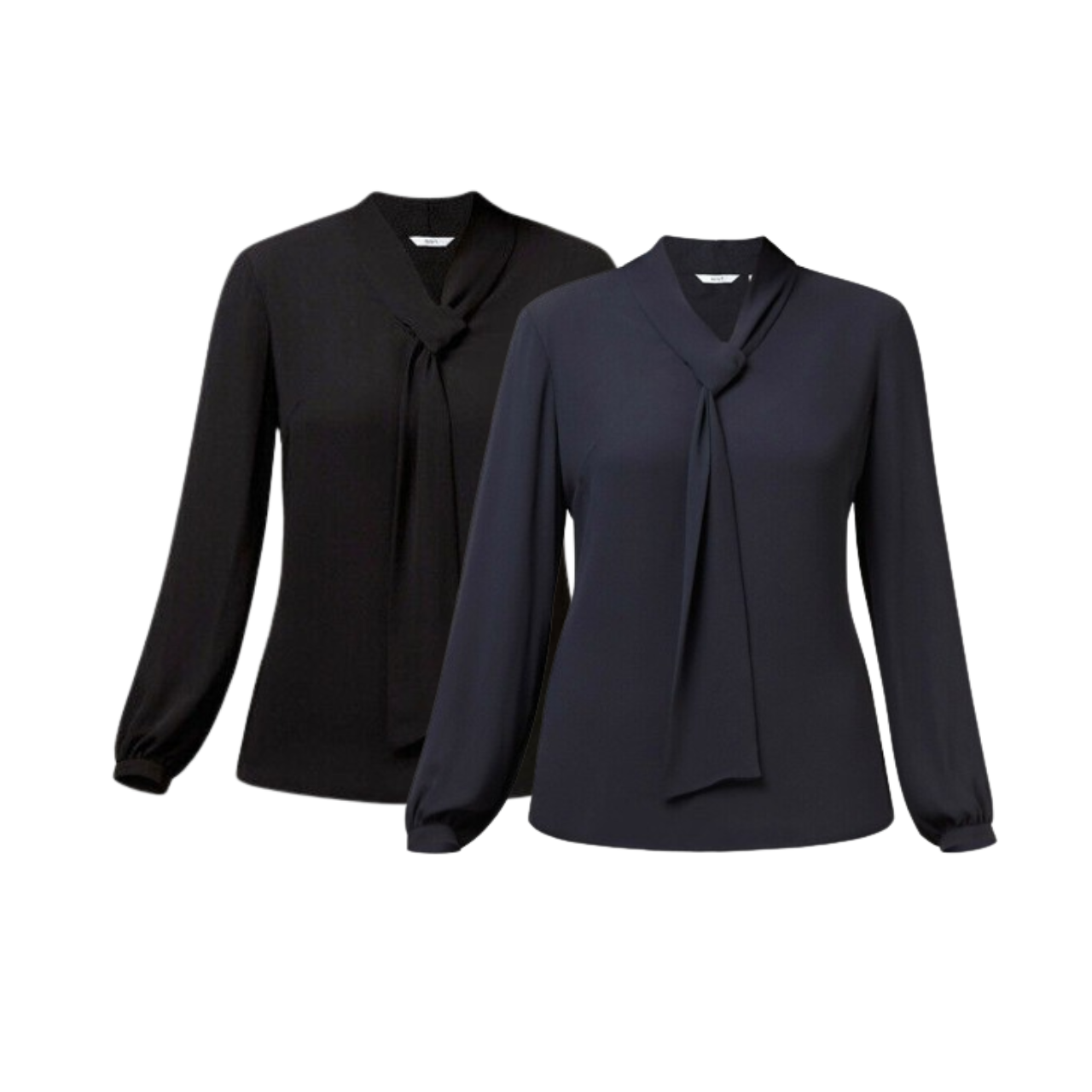 NNT Womens Formal Long Sleeve Tie Neck Blouse Soft Georgette Business CATUG4-Collins Clothing Co