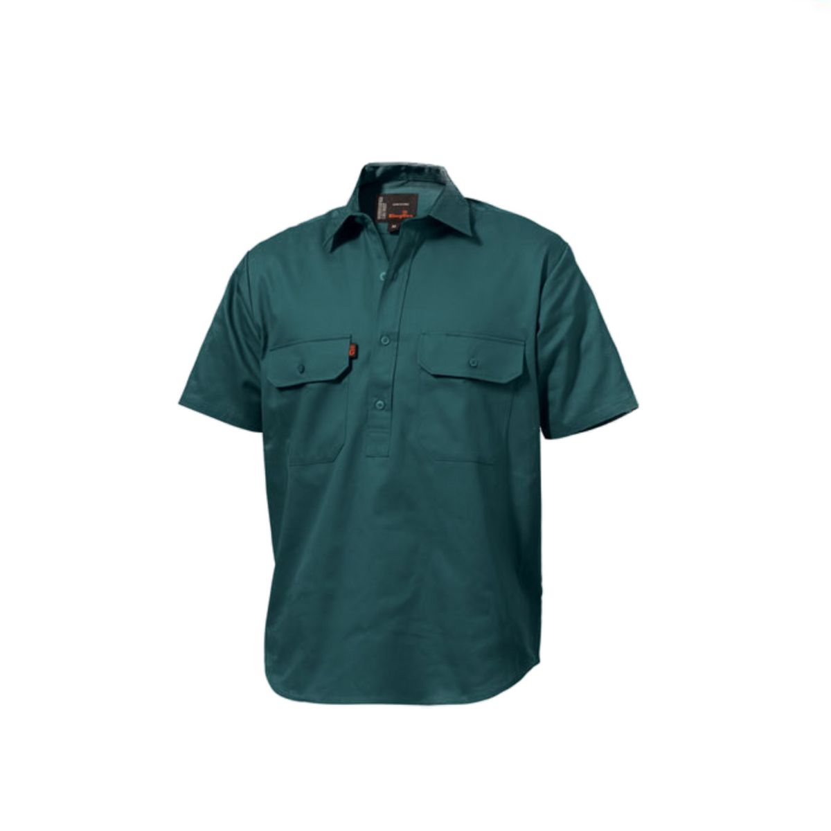 KingGee Mens Closed Front Cotton Drill Comfortable Work Short Sleeve K04060-Collins Clothing Co