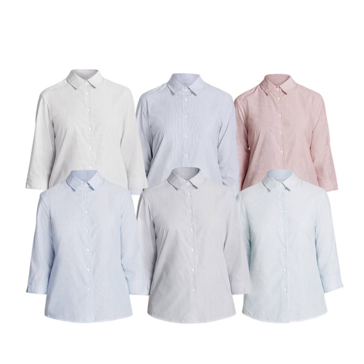 NNT Womens Textured Stripe 3/4 Sleeve Formal Shirt Cotton Blend Business CATU63-Collins Clothing Co