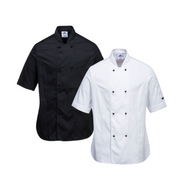 Portwest Rachel Ladies Chefs Jacket S/S Comfortable Mesh Air Sleeve Pocket C737-Collins Clothing Co