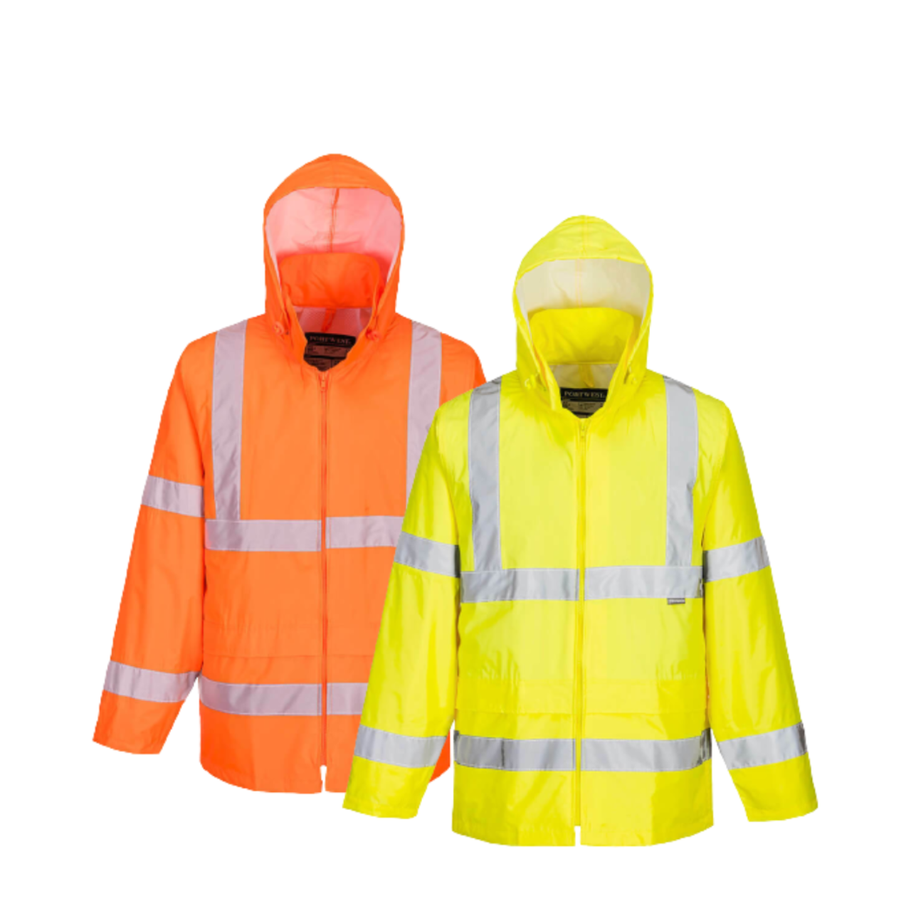Portwest Mens Hi-Vis Rain Jacket Reflective Taped Hood Work Safety Comfy H440-Collins Clothing Co