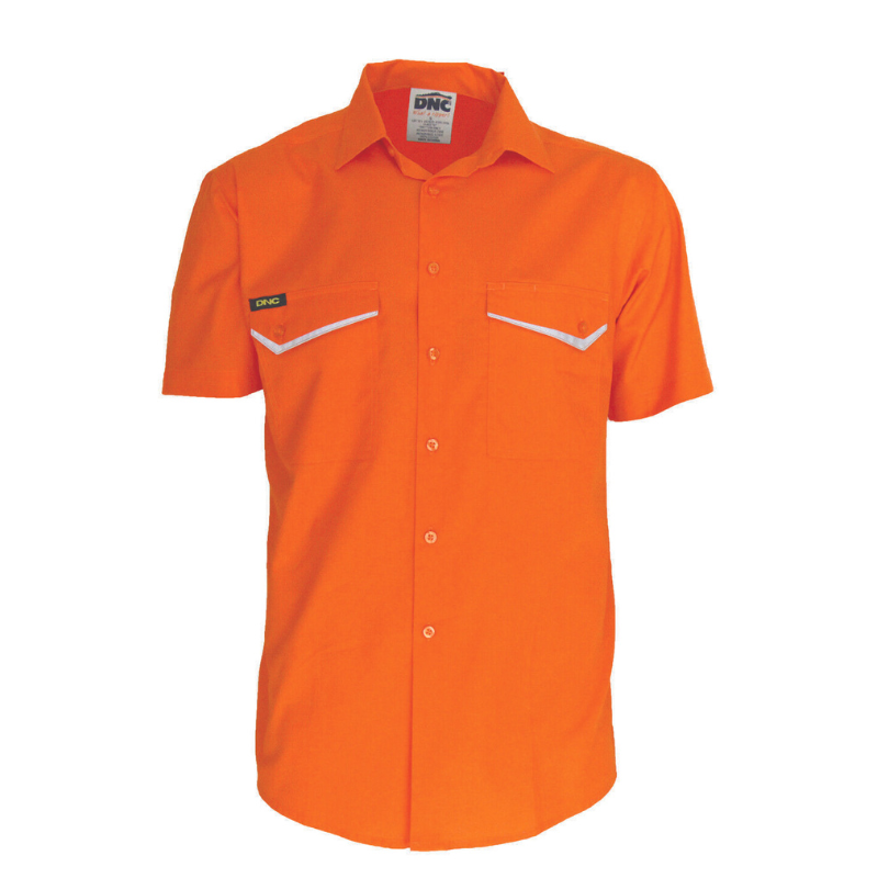 DNC Mens HiVis RipStop Cotton Cool Shirt S/S Lightweight Breathable Comfort 3583-Collins Clothing Co